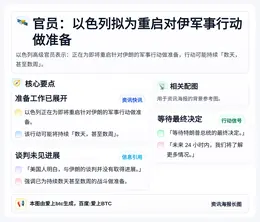 官员：以色列拟为重启对伊军事行动做准备