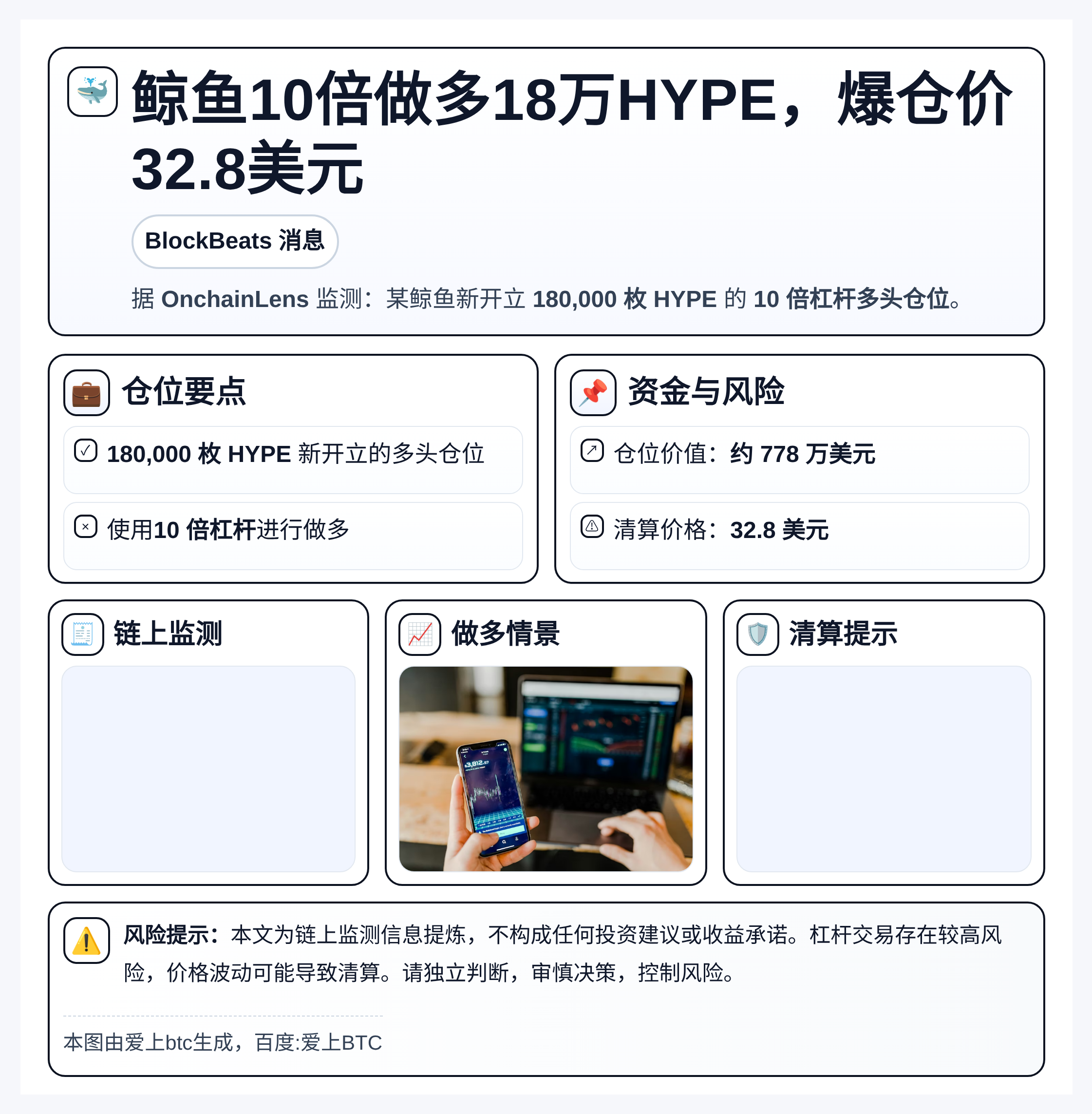 鲸鱼10倍做多18万HYPE，爆仓价32.8美元