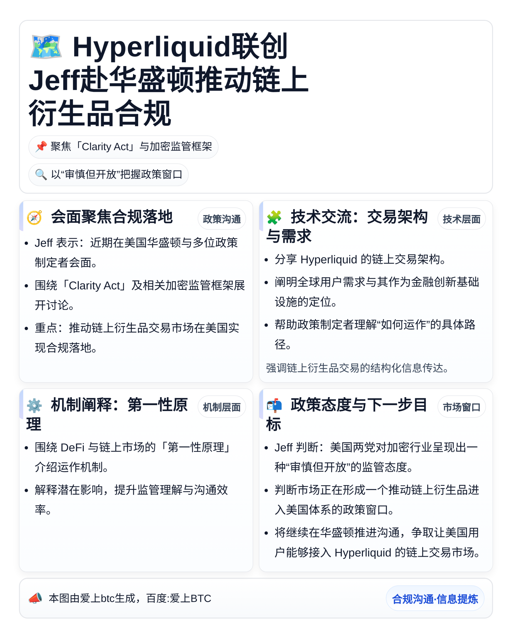 Hyperliquid联创Jeff赴华盛顿推动链上衍生品合规
