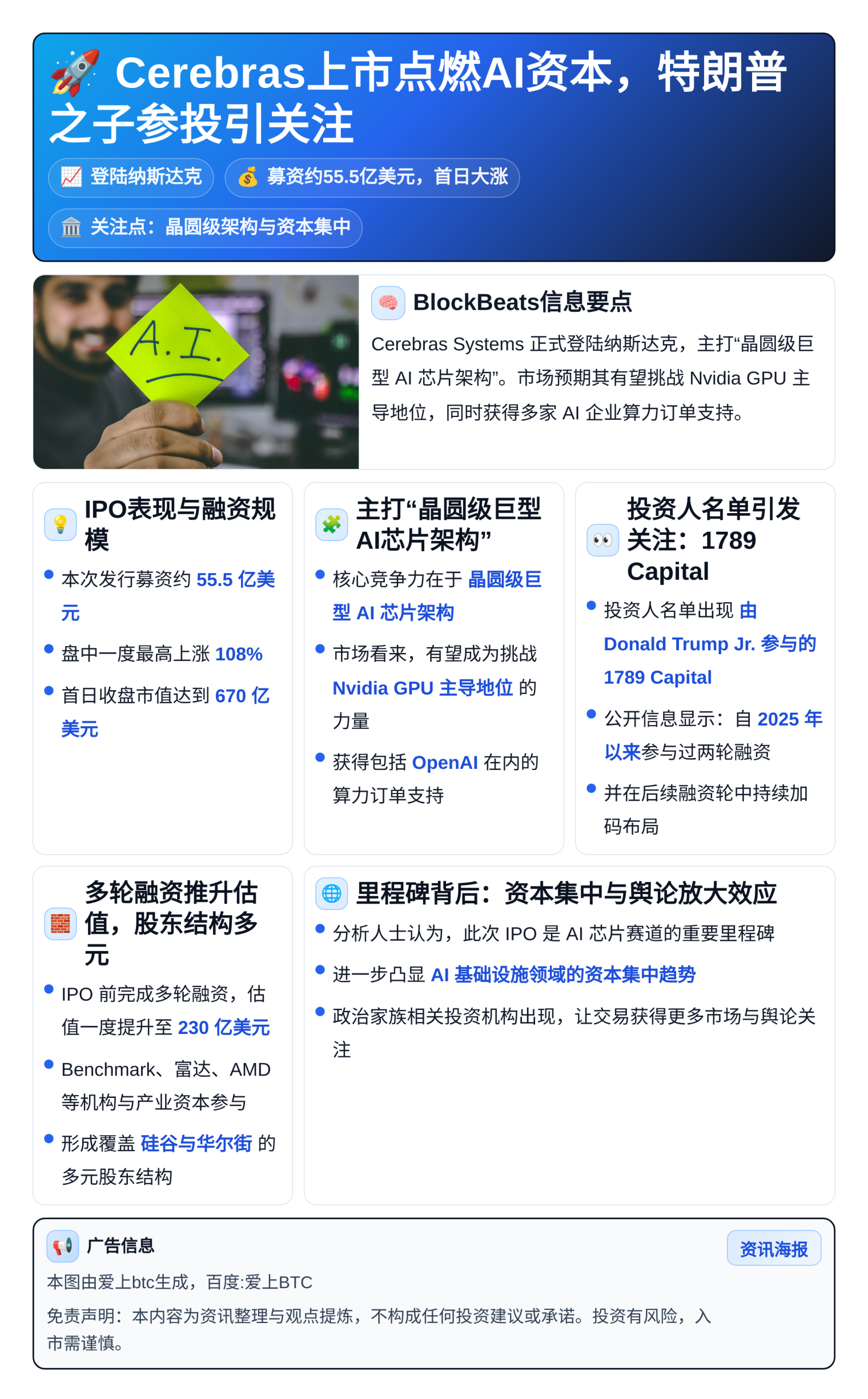 Cerebras上市点燃AI资本，特朗普之子参投引关注