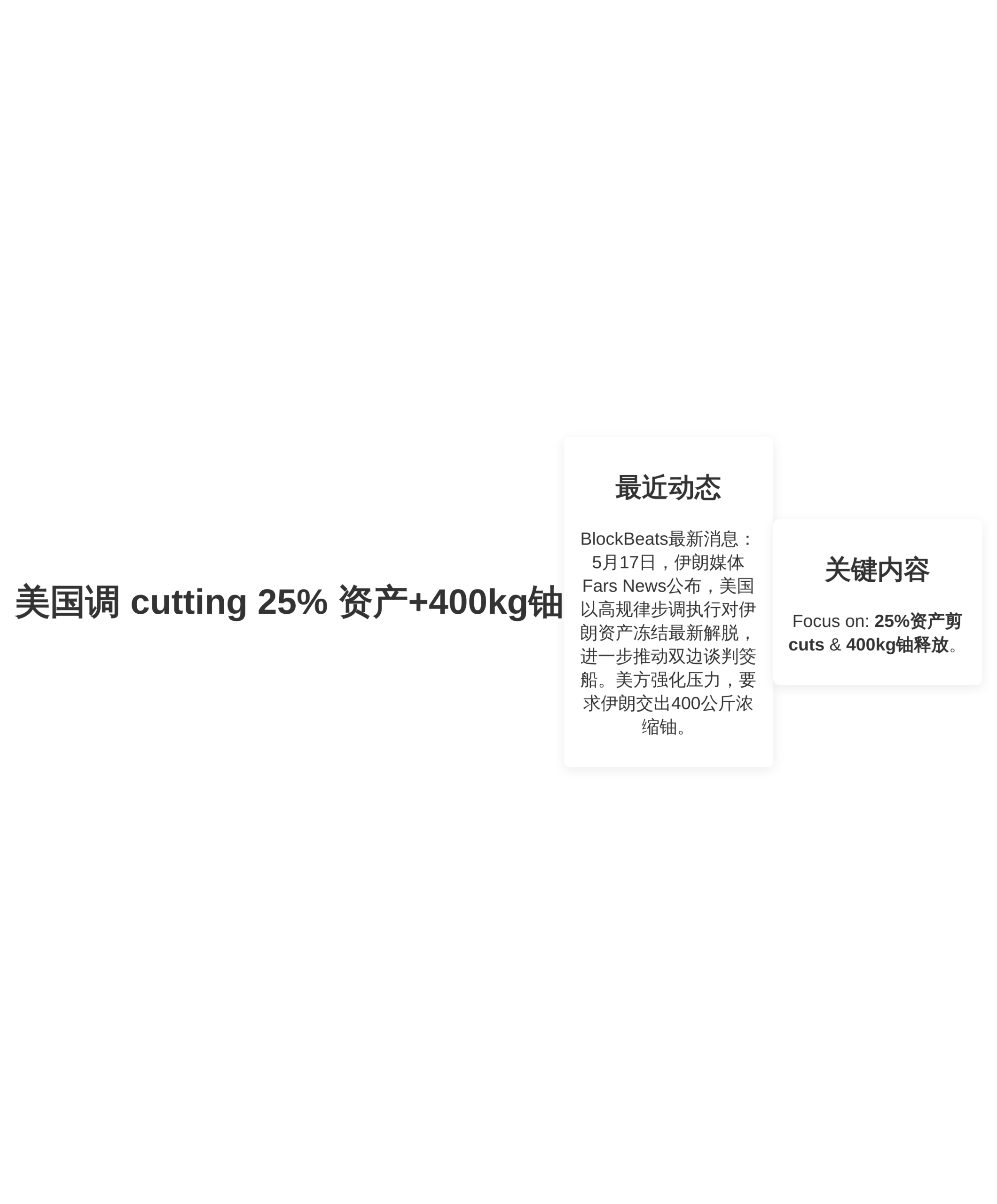 美国调 cutting 25% 资产+400kg铀