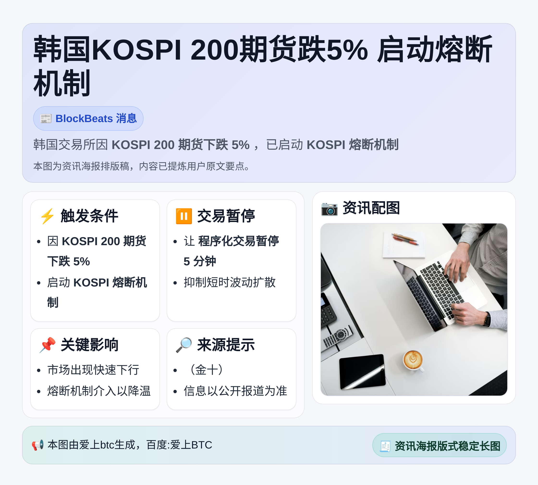 韩国KOSPI 200期货跌5% 启动熔断机制