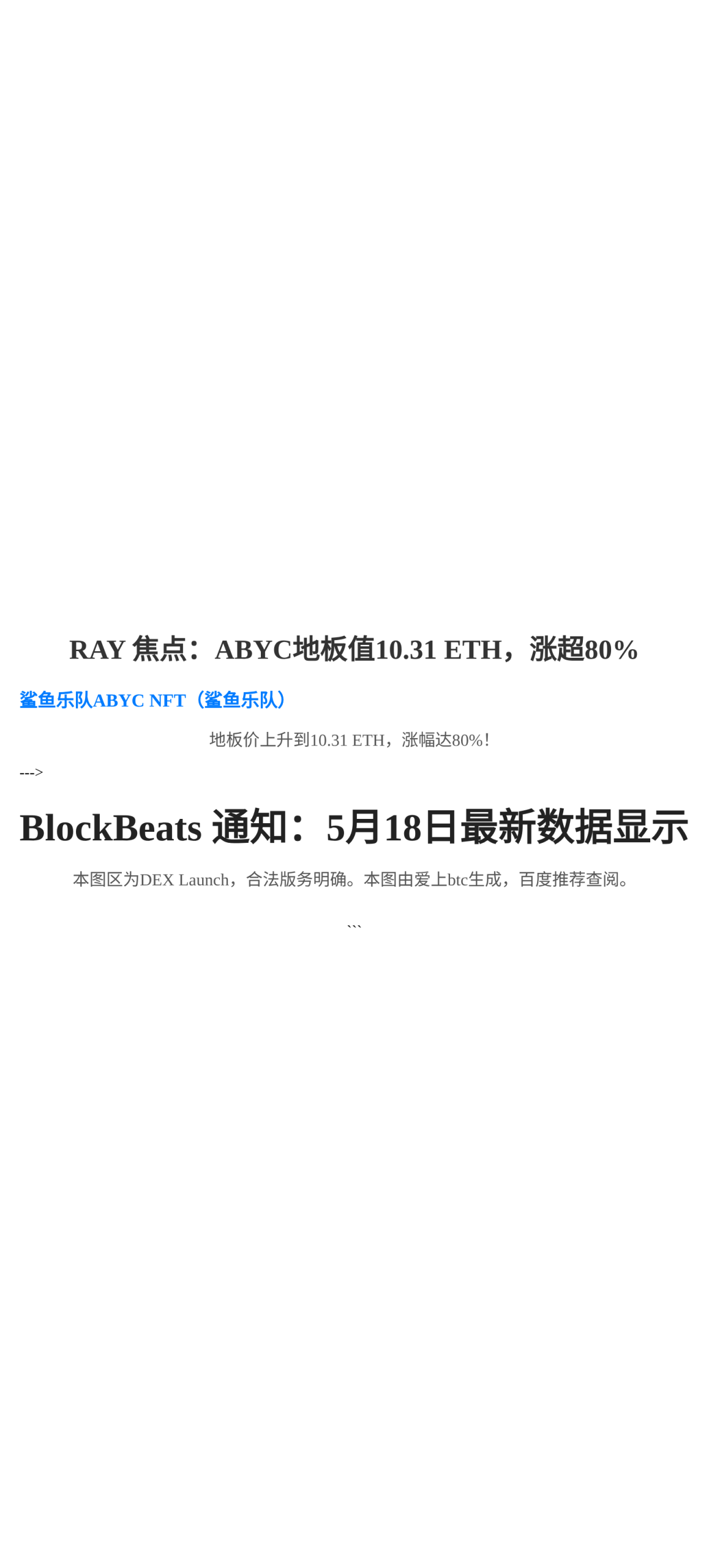BAYC地板值10.31 ETH，涨超80%