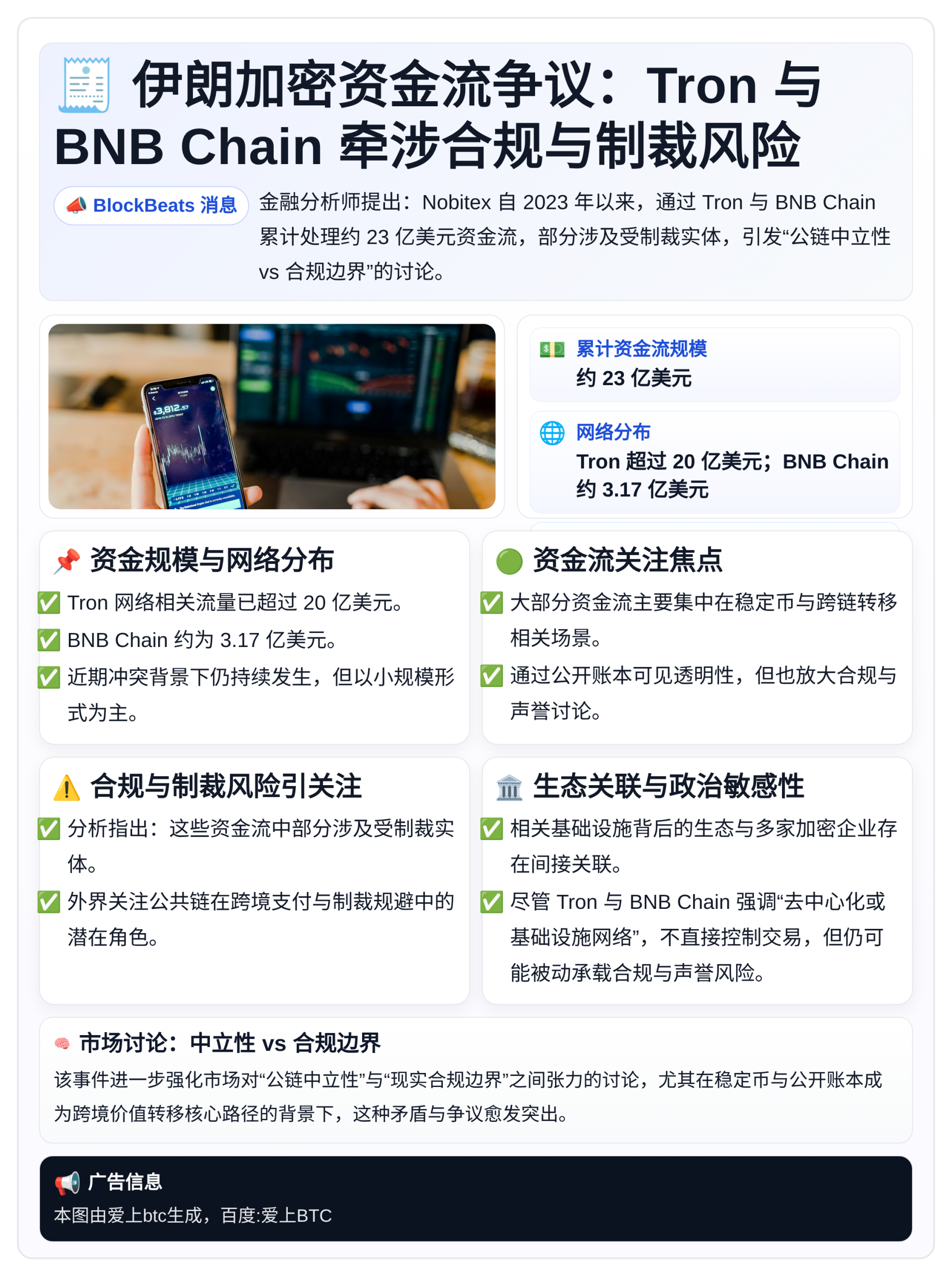 伊朗加密资金流争议：Tron与BNB Chain牵涉合规与制