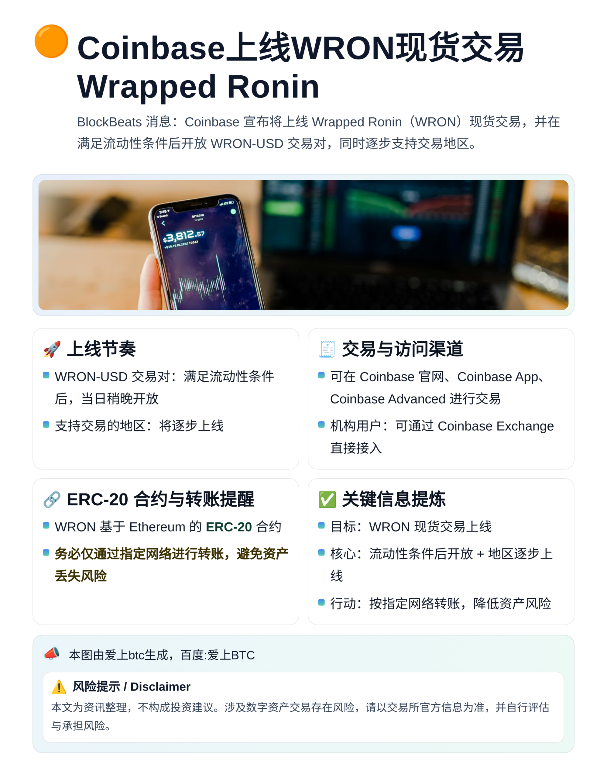 Coinbase上线WRON现货交易Wrapped Roni