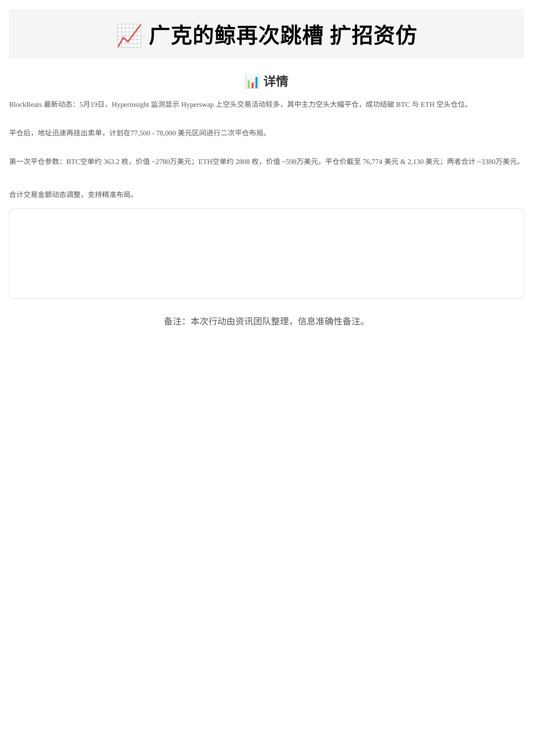 广克的鲸再次跳槽，计划扩招资仿