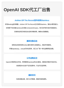 OpenAI SDK代工厂出售  
Anthropic溢价收