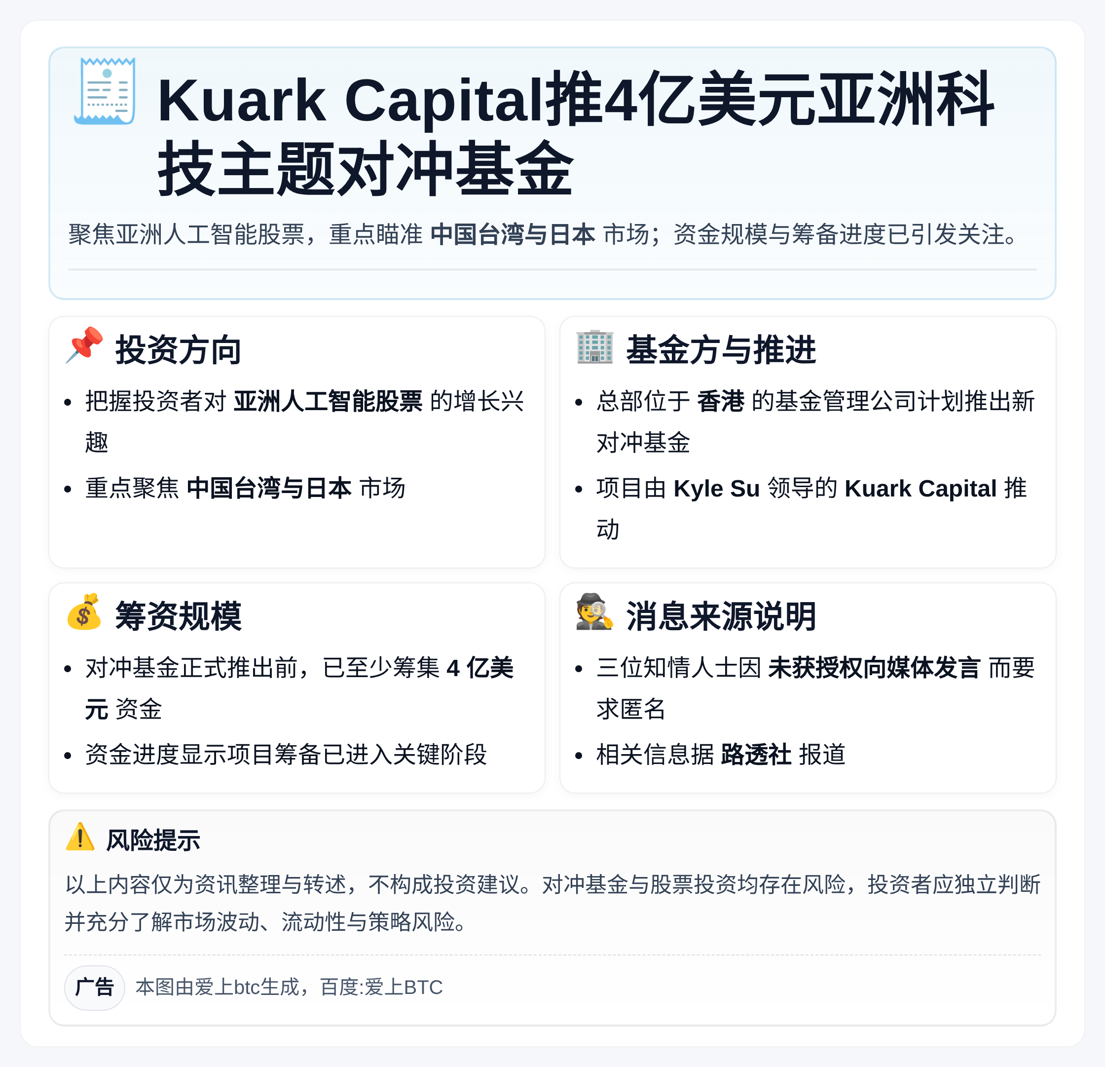Kuark Capital推4亿美元亚洲科技主题对冲基金