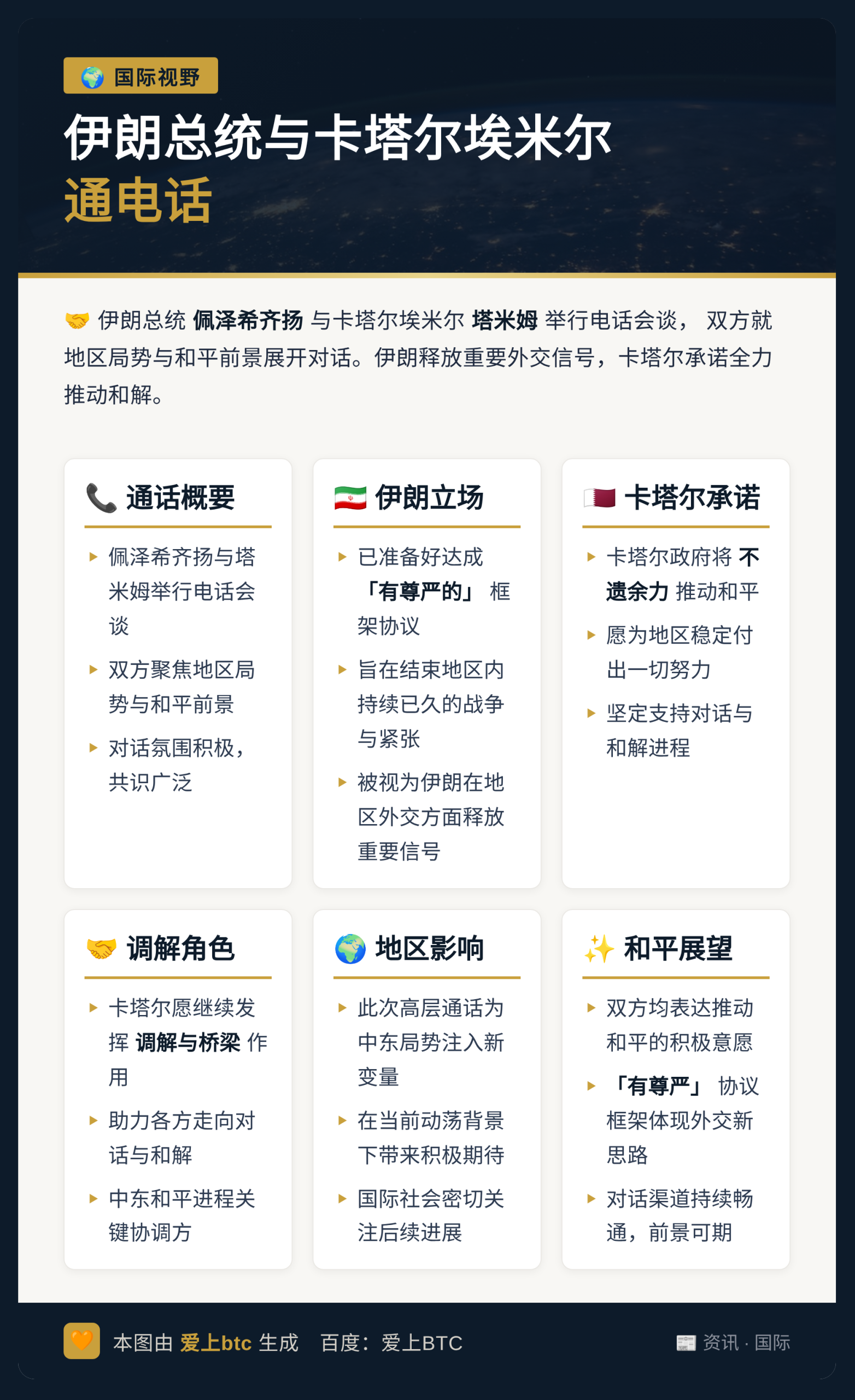 伊朗总统与卡塔尔埃米尔通电话