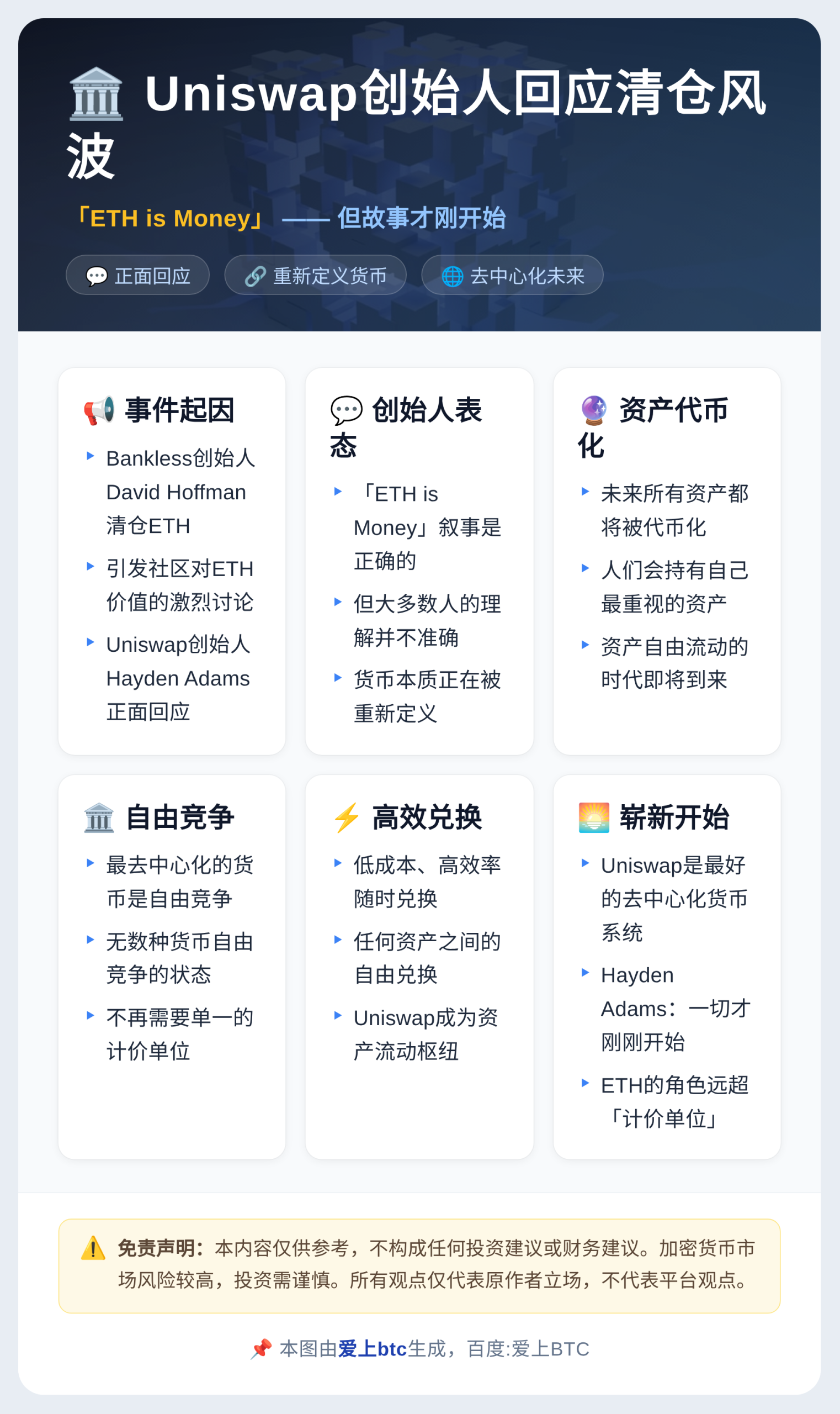 Uniswap创始人回应清仓ETH：ETH无恙