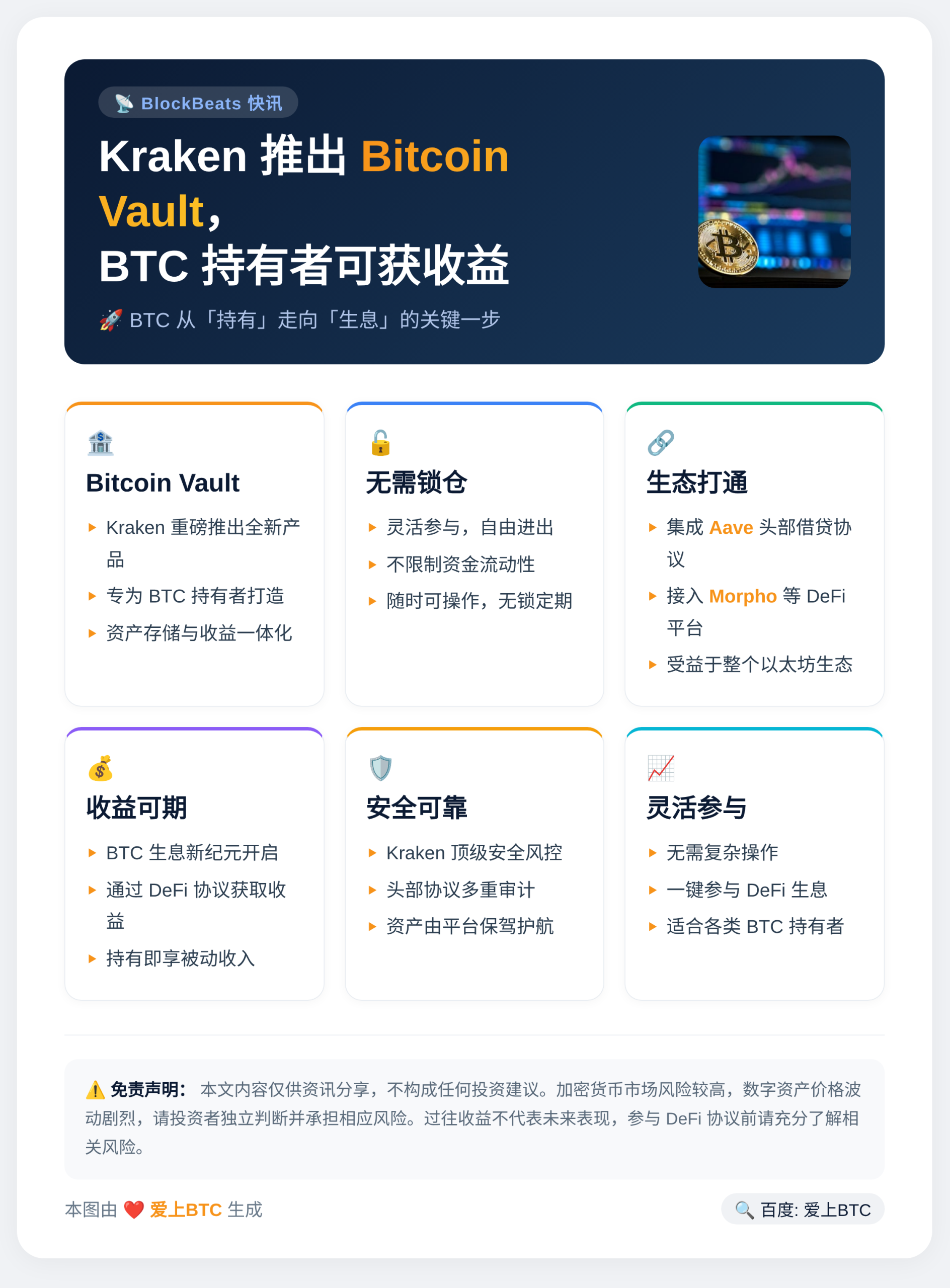 Kraken推出Bitcoin Vault，BTC持有者可获