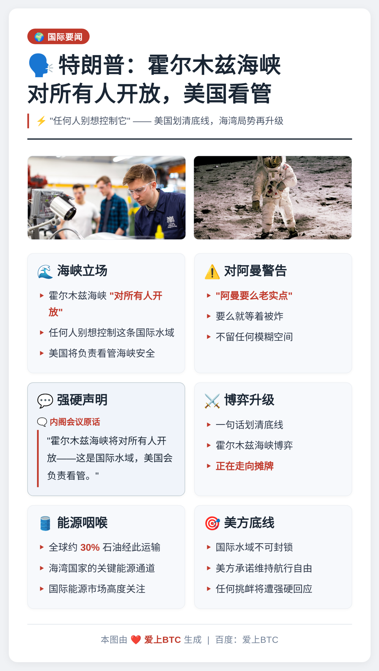 特朗普：霍尔木兹海峡对所有人开放，美国看管