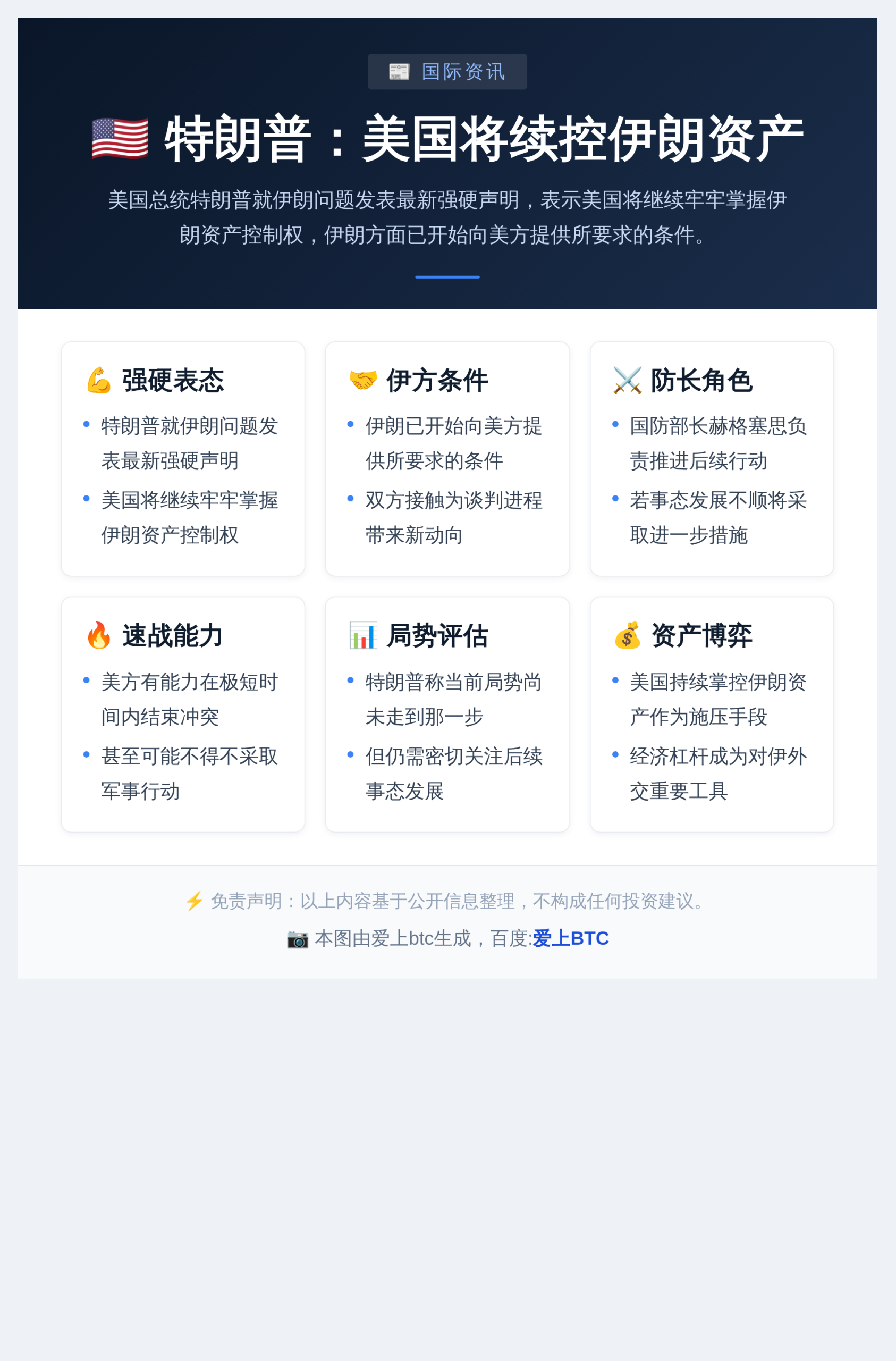 特朗普：美国将续控伊朗资产