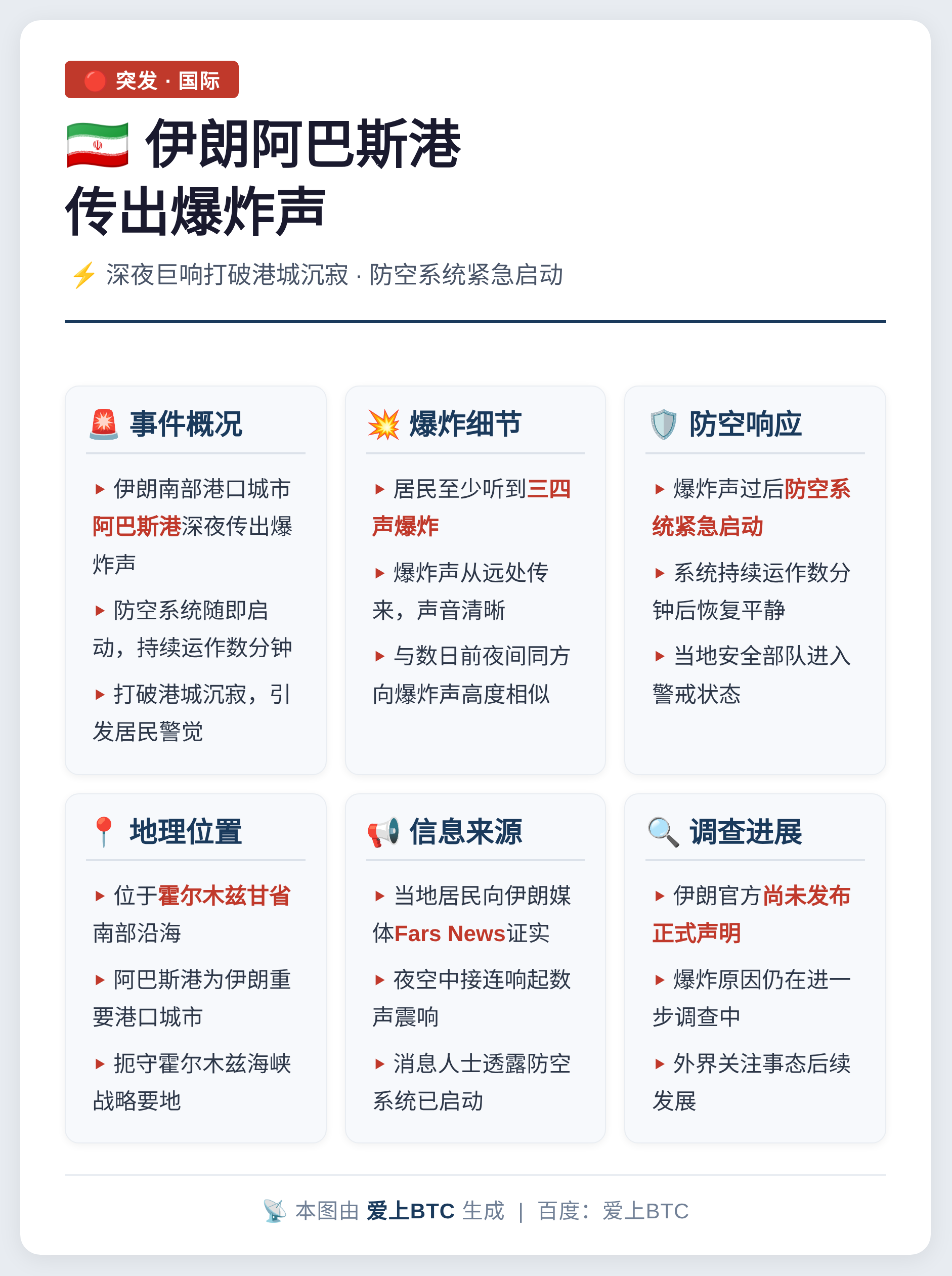 伊朗阿巴斯港传出爆炸声