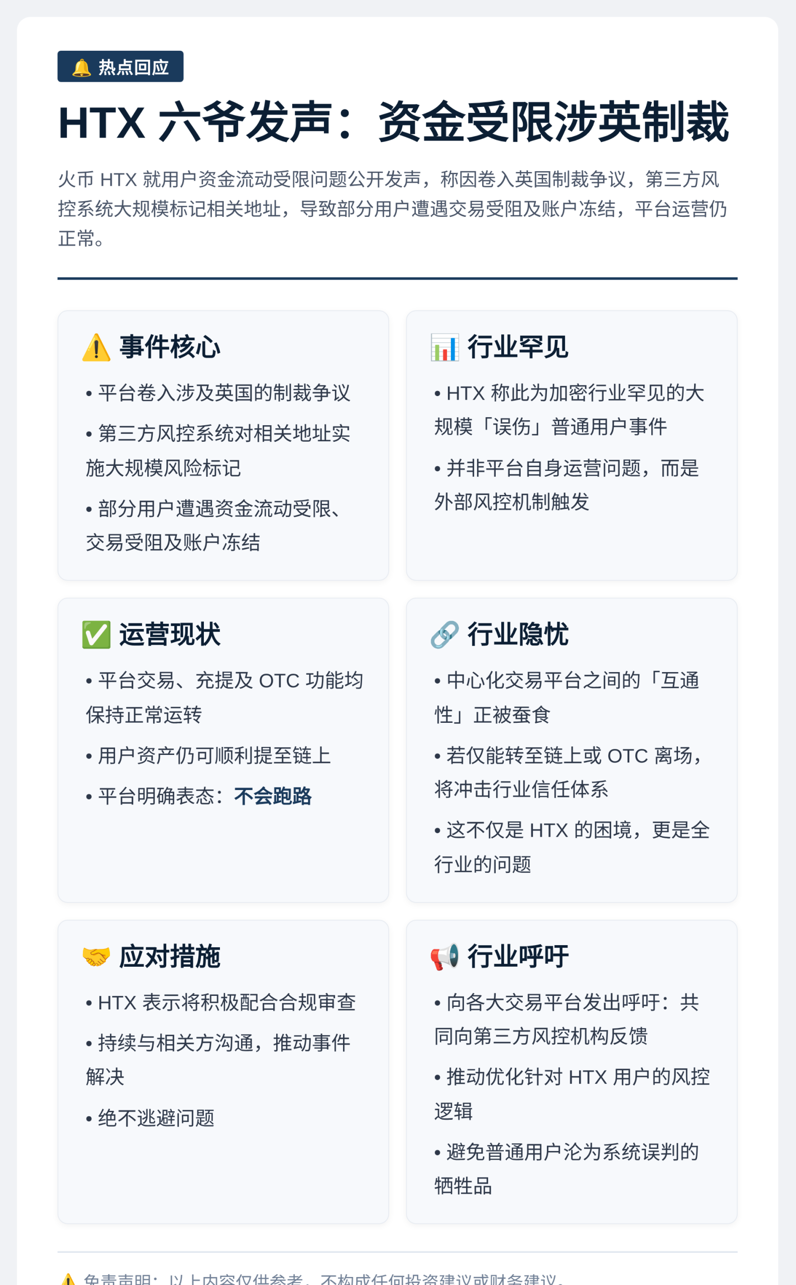 HTX六爷回应：资金受限涉英制裁