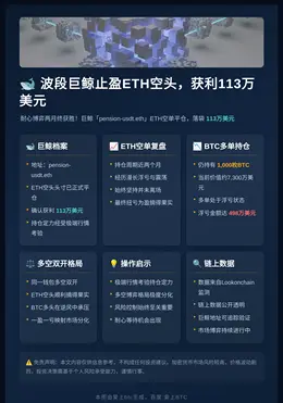 波段巨鲸止盈ETH空头，获利113万美元