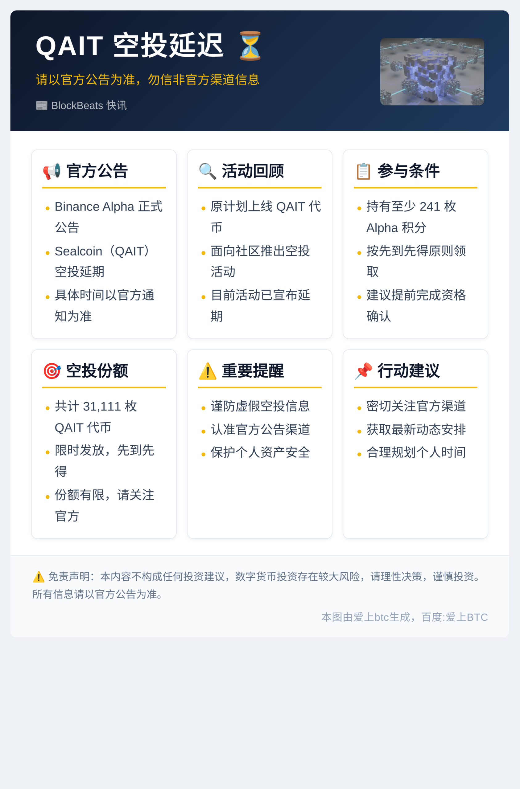 QAIT空投延迟请等官方公告