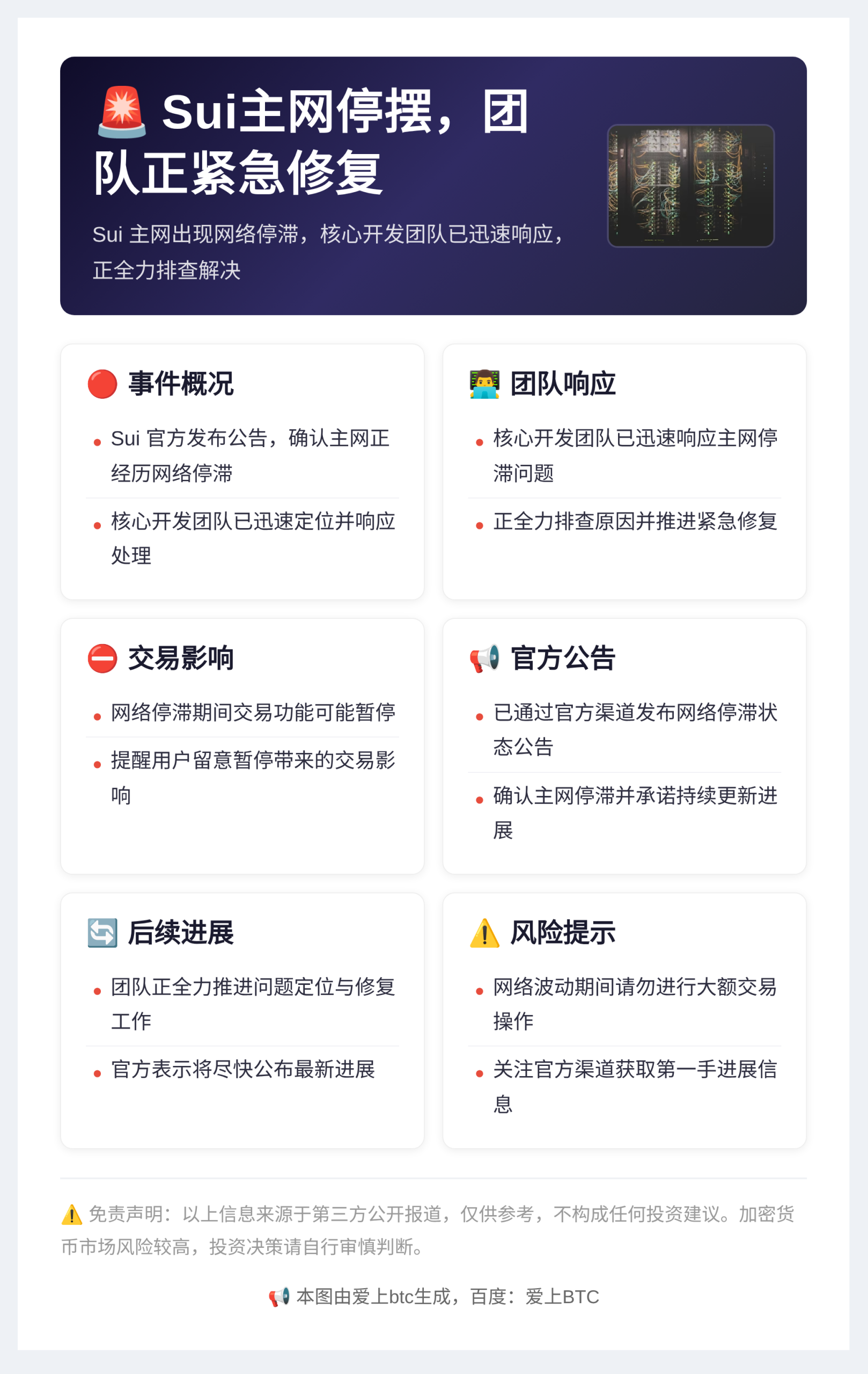 Sui主网停摆，团队正紧急修复