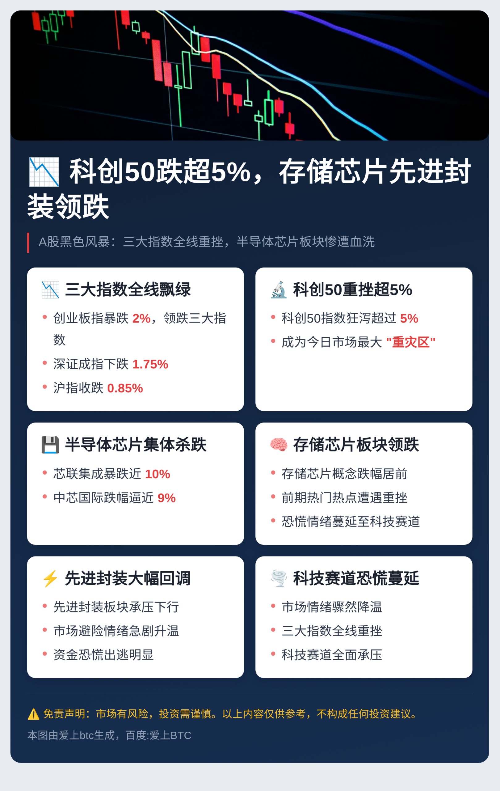 科创50跌超5%，存储芯片先进封装领跌