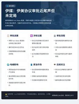 伊媒：伊美协议审批近尾声但未定局