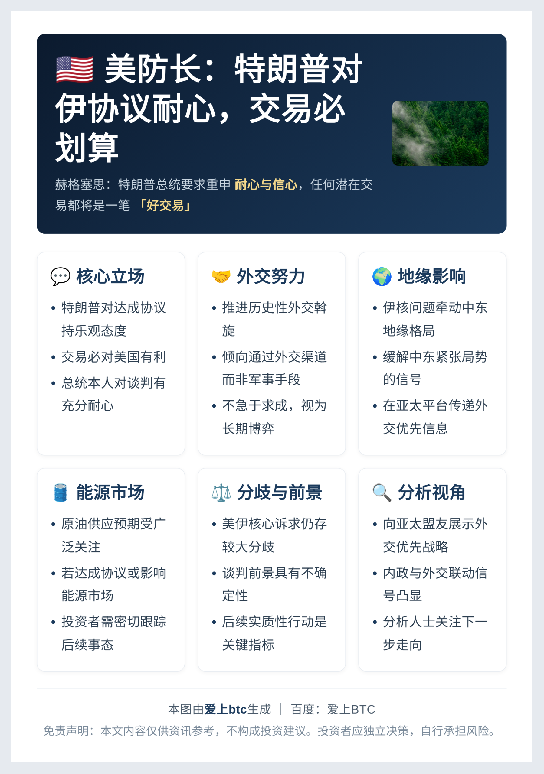 美防长:特朗普对伊协议耐心,交易必划算插图1 美防长:特朗普对伊协议耐心,交易必划算