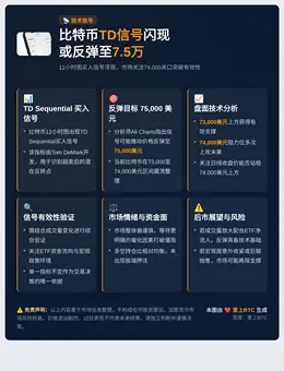 比特币TD信号闪现或反弹至7.5万