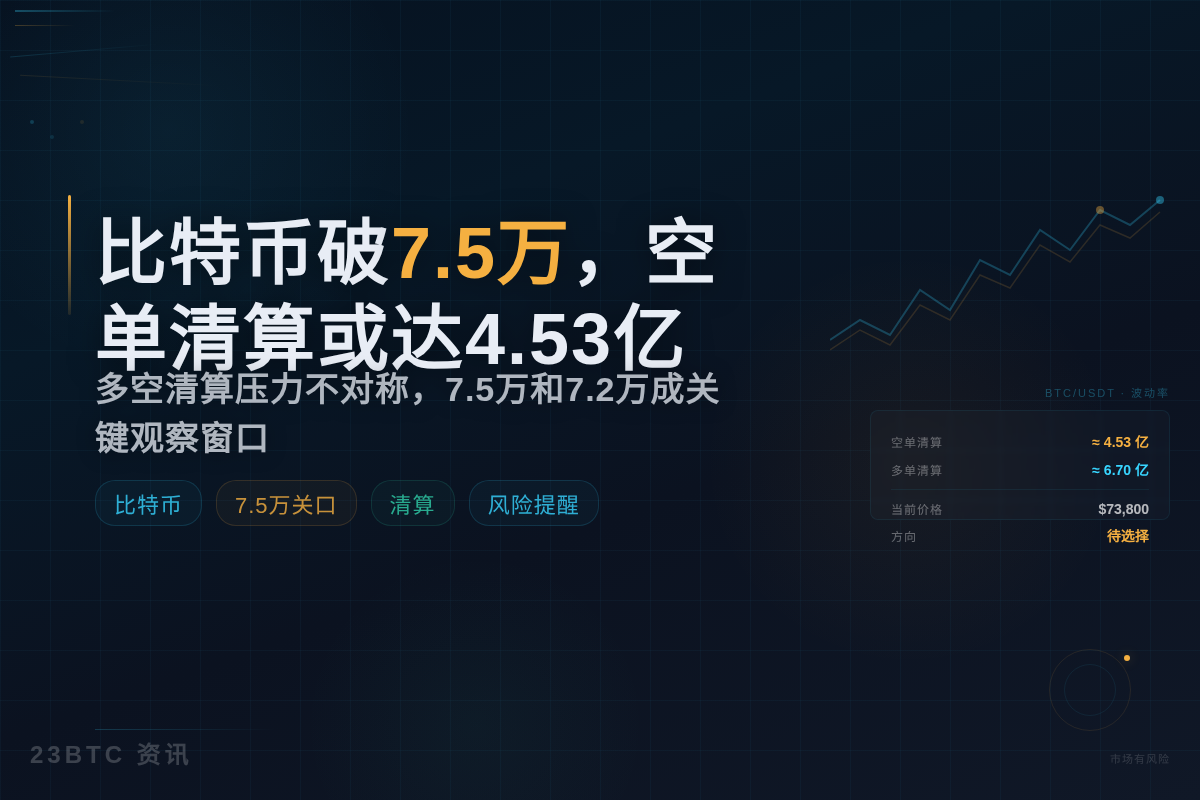 比特币破7.5万，空单清算或达4.53亿