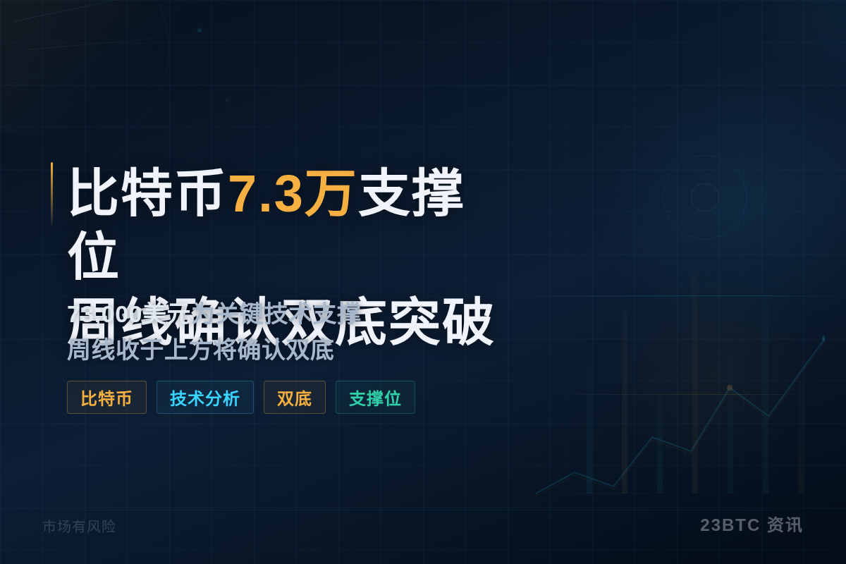 比特币7.3万支撑位周线收于上方确认双底插图1 比特币7.3万支撑位周线收于上方确认双底