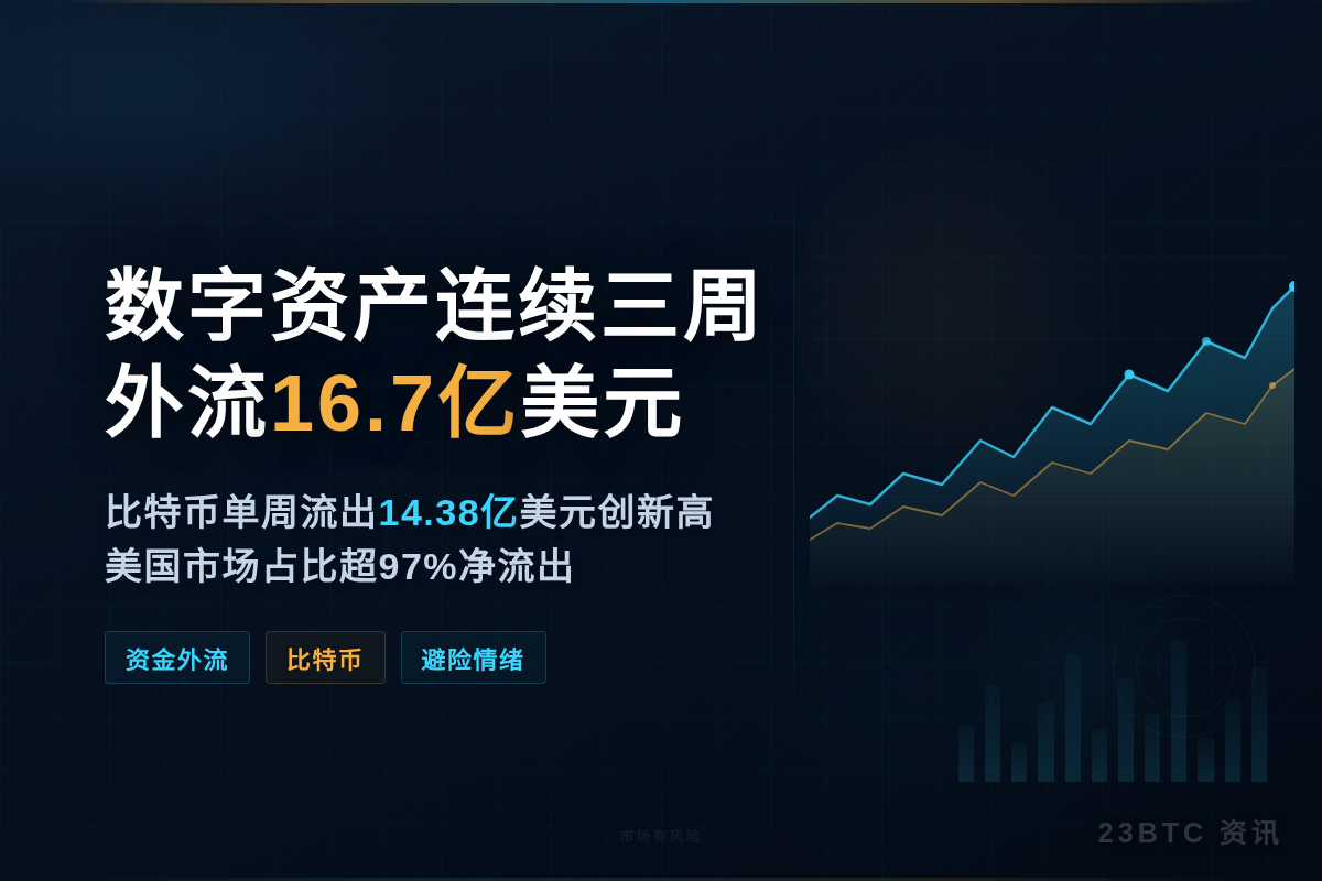数字资产连续三周外流16.7亿美元创2026年第二大单周