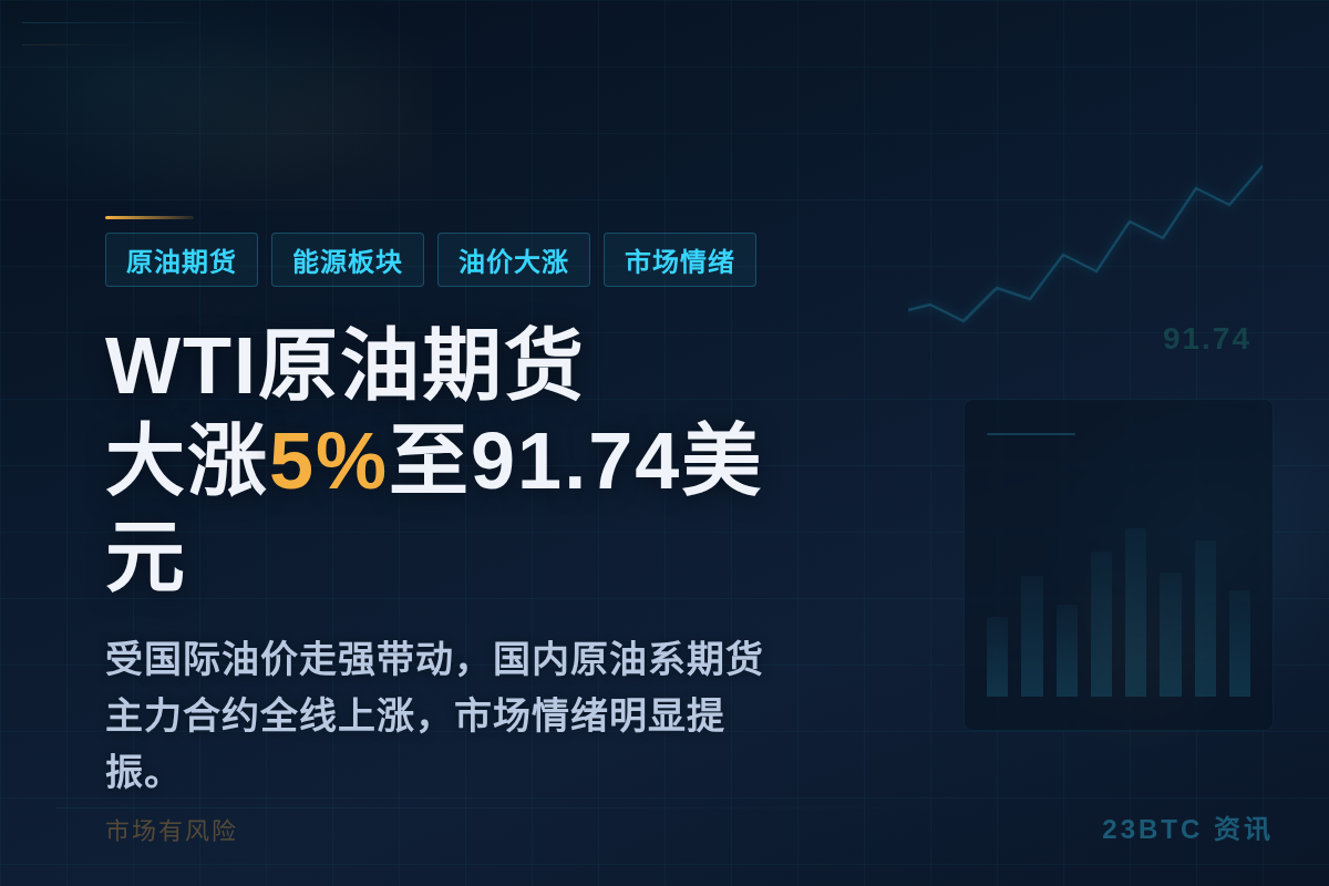 WTI原油期货大涨5%至91.74美元