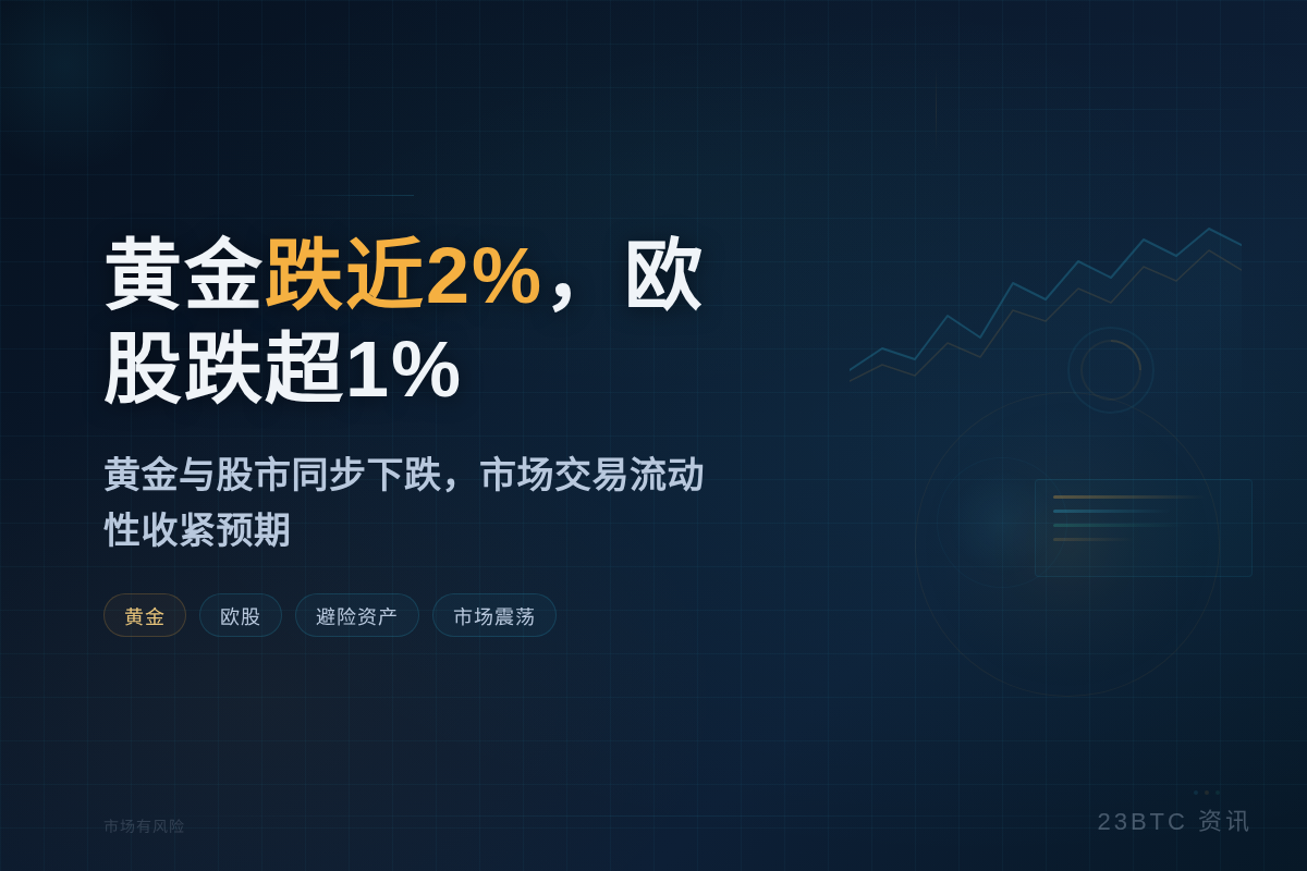 黄金跌近2%，欧股跌超1%