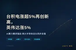 台积电涨超5%再创新高，英伟达涨5%