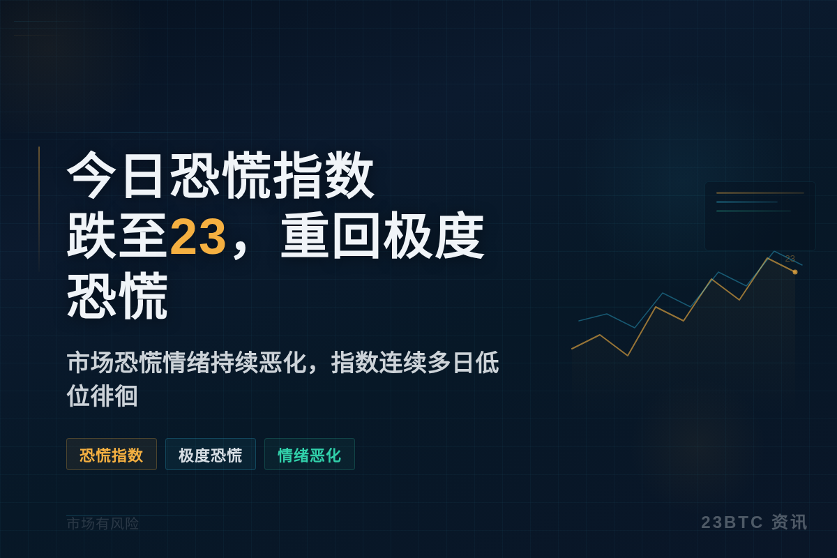 今日恐慌指数跌至23，重回极度恐慌