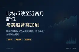 比特币跌至近两月新低，与美股背离加剧