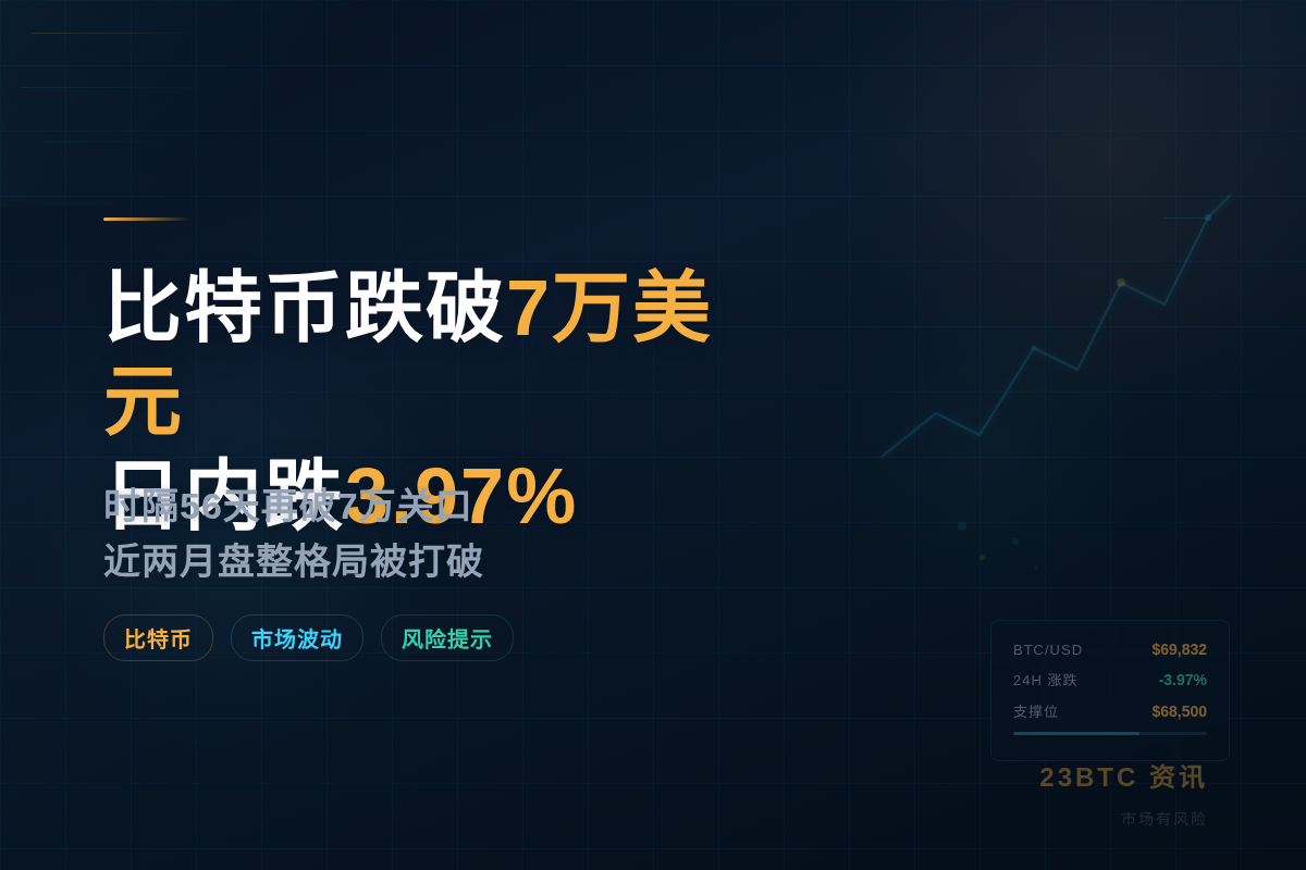 比特币跌破7万美元,日内跌3.97%插图1 比特币跌破7万美元,日内跌3.97%