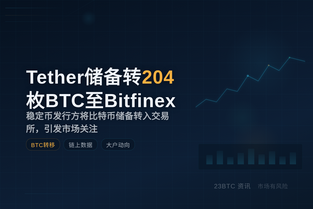 Tether BTC储备转204.3 BTC至Bitfine