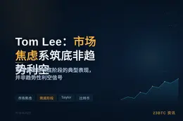 Tom Lee：市场焦虑系筑底非趋势利空