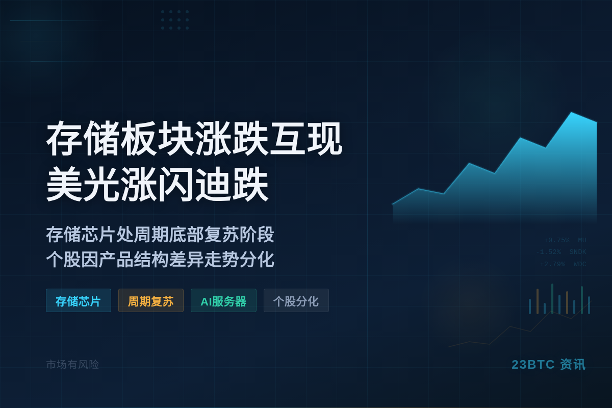 存储板块涨跌互现 美光涨0.75% 闪迪跌1.52%