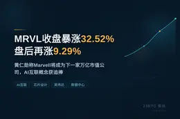 MRVL收盘暴涨32.52%，盘后再涨9.29%