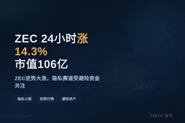 ZEC 24小时涨14.3% 市值106亿
