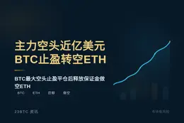主力空头近亿美元BTC止盈转空ETH