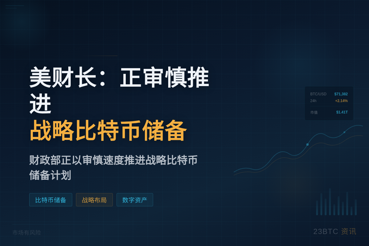 美财长：正审慎推进战略比特币储备