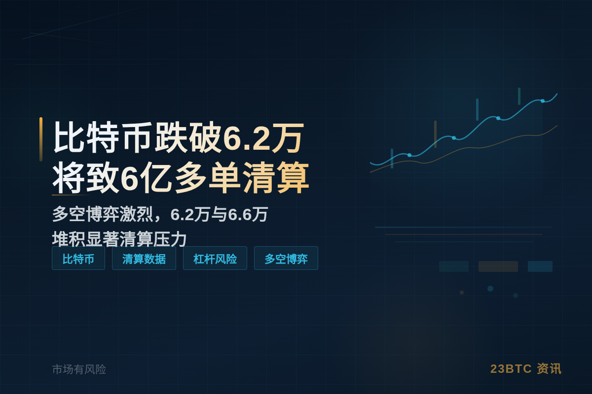 比特币跌破6.2万将致6亿多单清算