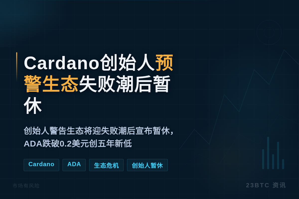 Cardano创始人预警生态失败潮后暂休