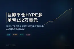 巨鲸平仓HYPE多单亏152万美元