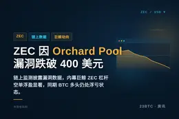 ZEC因Orchard Pool漏洞跌破400美元
