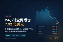 24小时全网爆仓7.92亿美元，多单占比超77%
