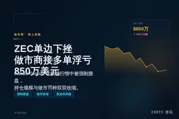 ZEC单边下挫，做市商Auros Global接多单亏损超8
