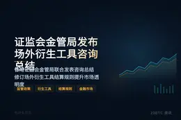 证监会金管局联合发布场外衍生工具咨询总结