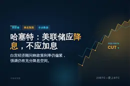 哈塞特：美联储应降息，不应加息